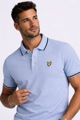 Lyle & Scott Tipped Polo Shirt Bubble Blue/Jet Black Northern Ireland