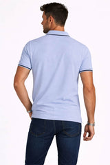 Lyle & Scott Tipped Polo Shirt Bubble Blue/Jet Black Northern Ireland