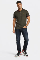 Lyle & Scott Tipped Polo Shirt Soft Black/Cherry Red Northern Ireland