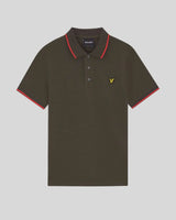 Lyle & Scott Tipped Polo Shirt Soft Black/Cherry Red Northern Ireland