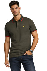 Lyle & Scott Tipped Polo Shirt Soft Black/Cherry Red Northern Ireland