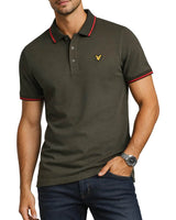 Lyle & Scott Tipped Polo Shirt Soft Black/Cherry Red Northern Ireland