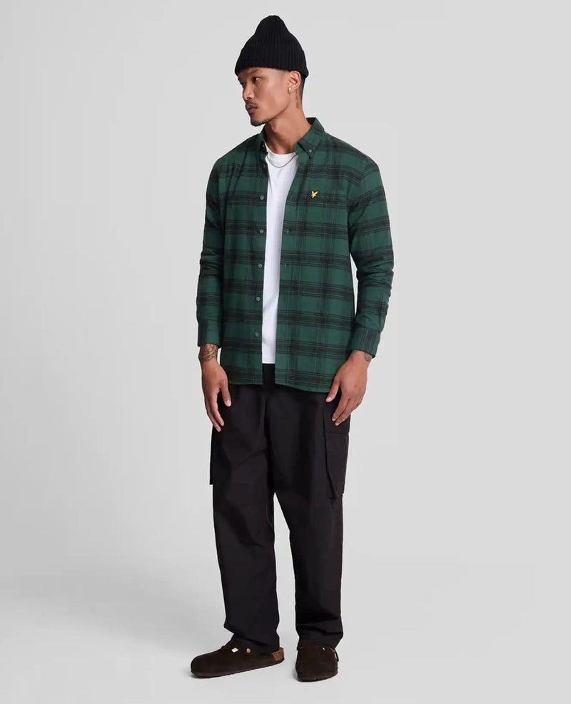 Lyle & Scott Tonal Check Flannel Shirt Argyle Teal/Jet Black Northern