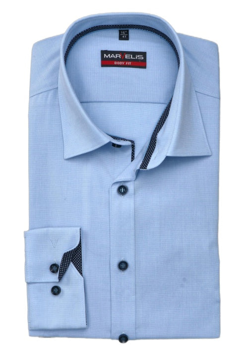 Marvelis Men’s Body Fit (Slim Fit) Dress Shirt 7534/34/13 Blue