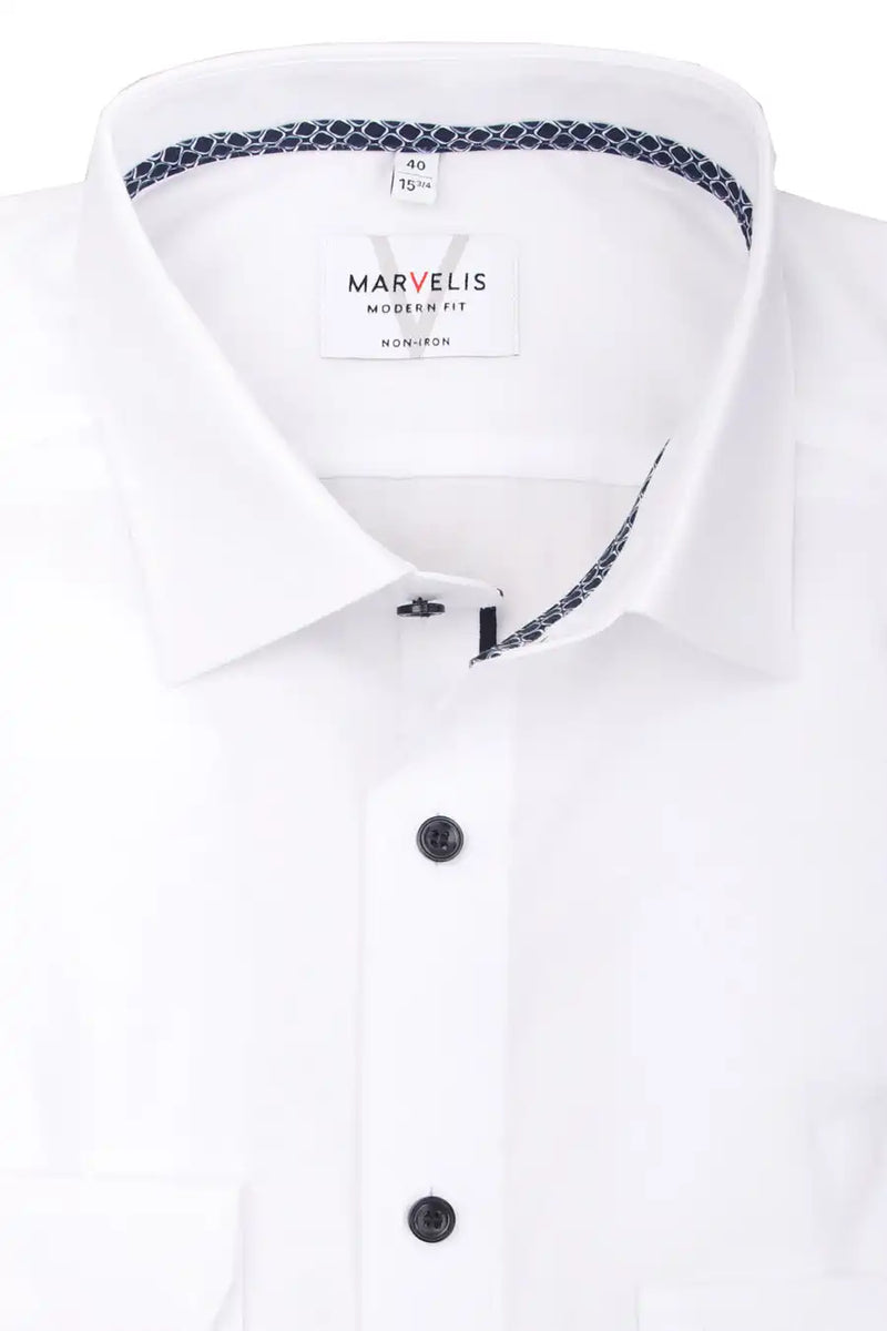 Marvelis Mens LS Dress Shirt Modern Fit 7200/54/00 White Northern