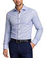 Marvelis Mens Modern Fit Formal Dress Shirt Dark Blue Northern