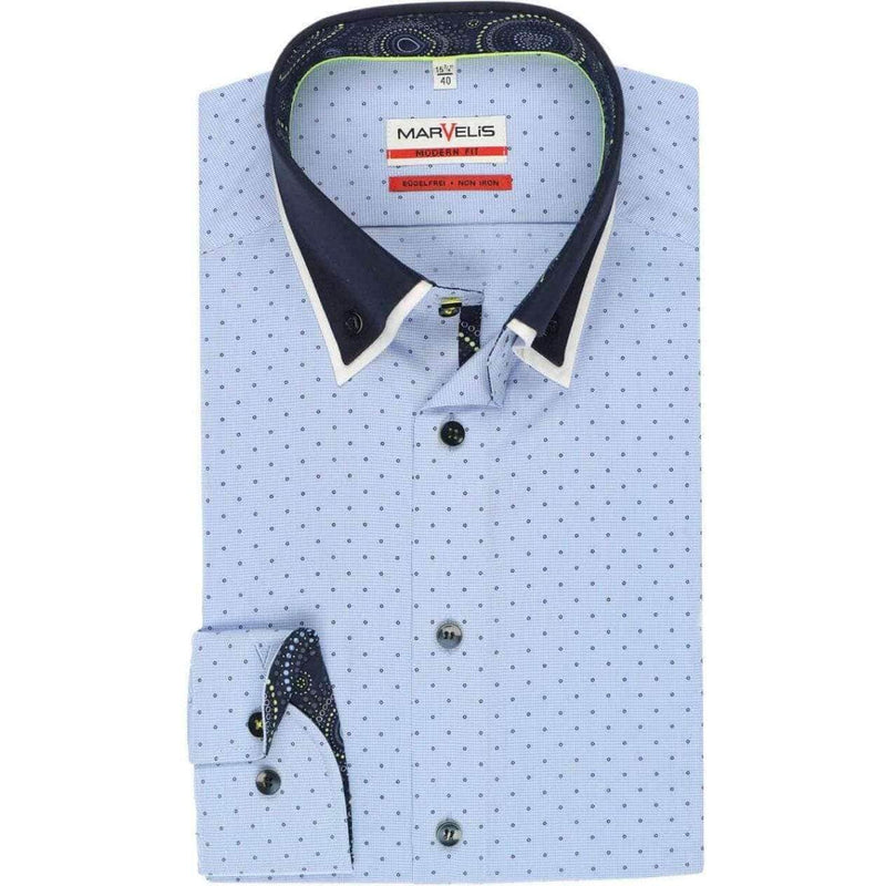Marvelis-Modern Fit Shirt-Non Iron-Blue.