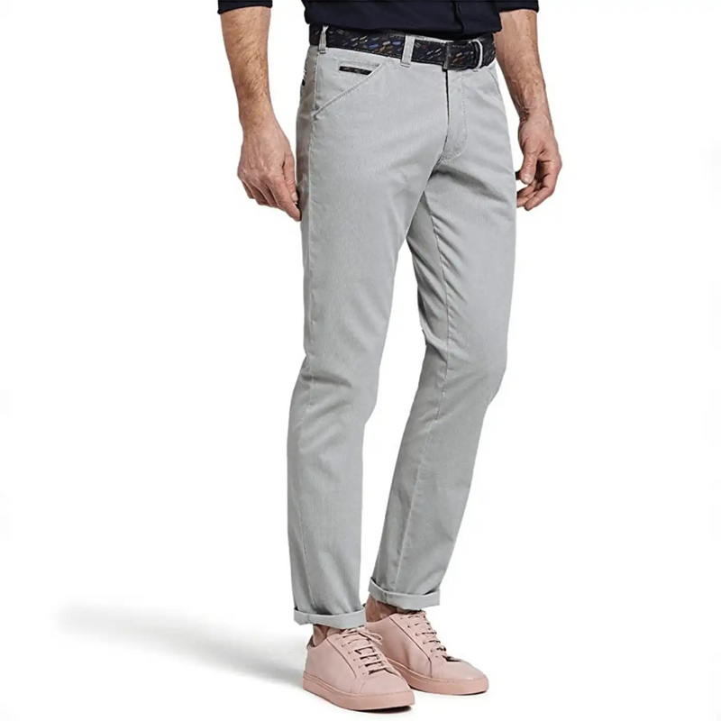 Meyer Chicago Cotton Chino Trousers Light Grey.