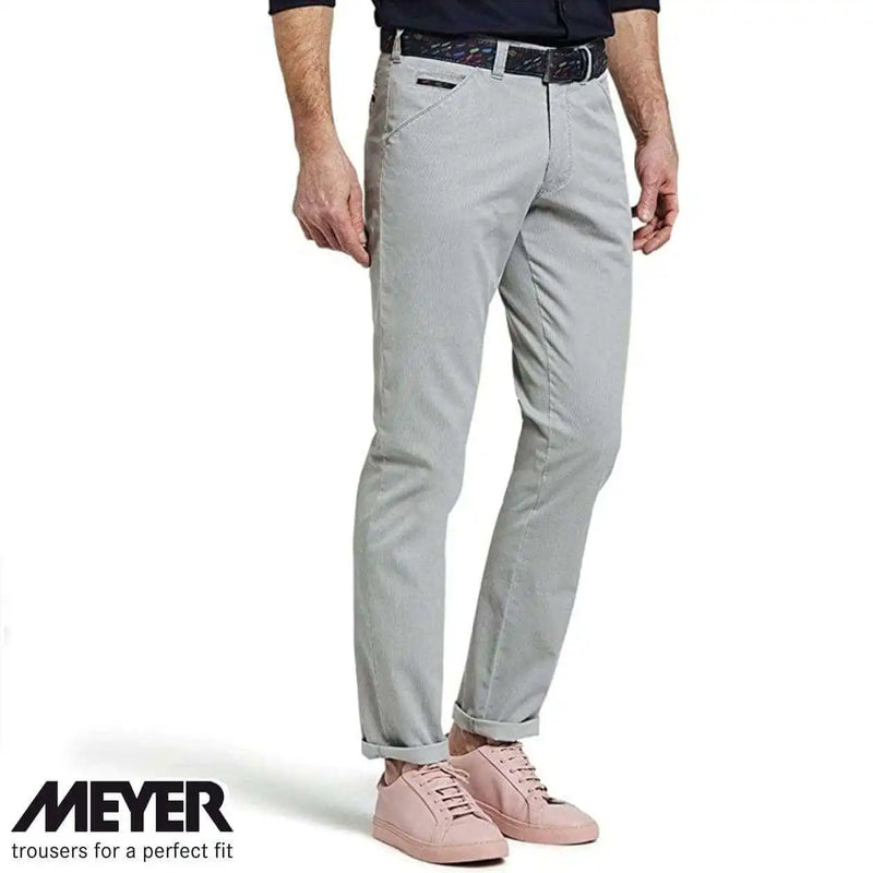 Meyer Chicago Cotton Chino Trousers Light Grey.