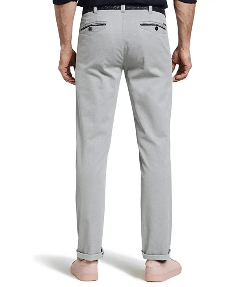 Meyer Chicago Cotton Chino Trousers Light Grey.