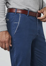 Meyer Men’s Chino Trousers New York Luxury Cotton Blue Ballynahinch