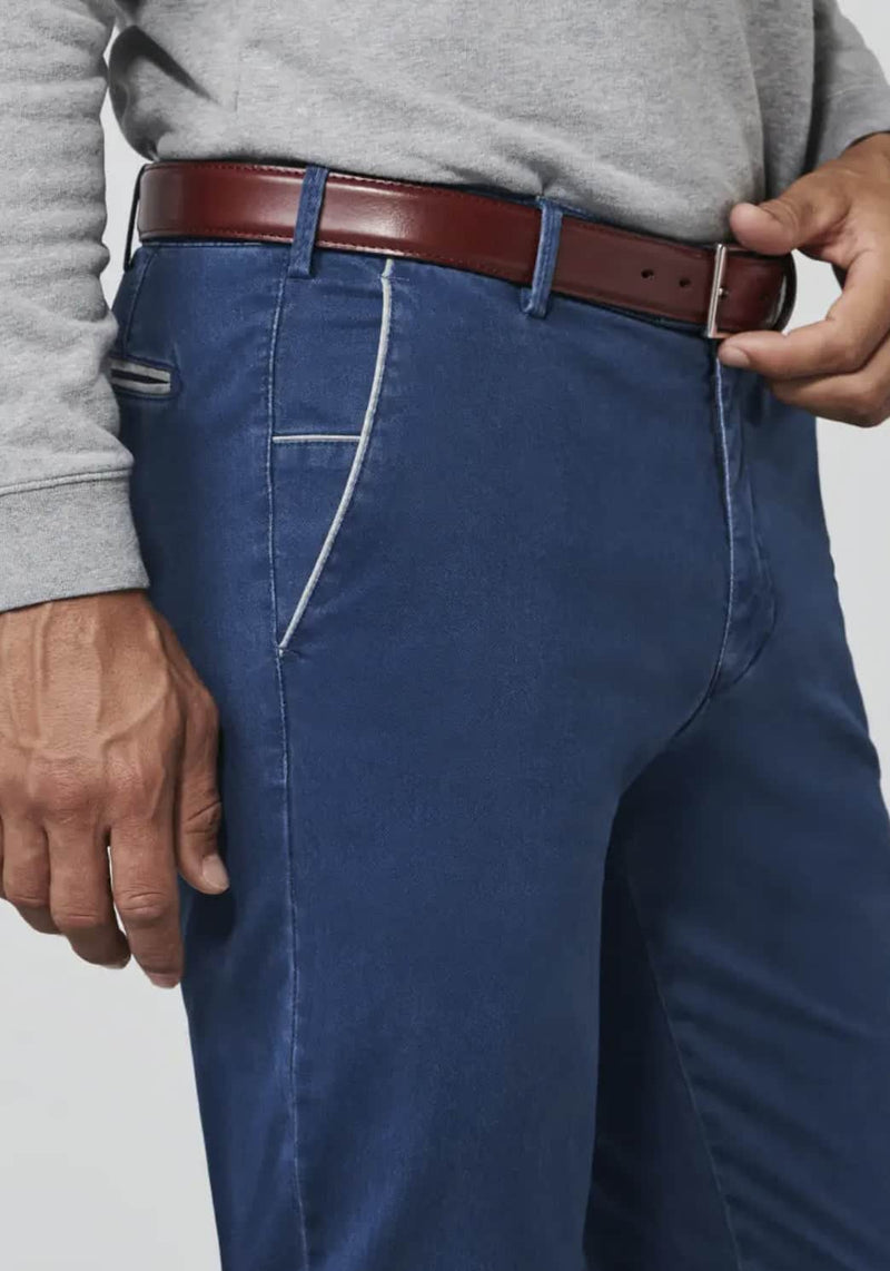 Meyer Men’s Chino Trousers New York Luxury Cotton Blue Ballynahinch