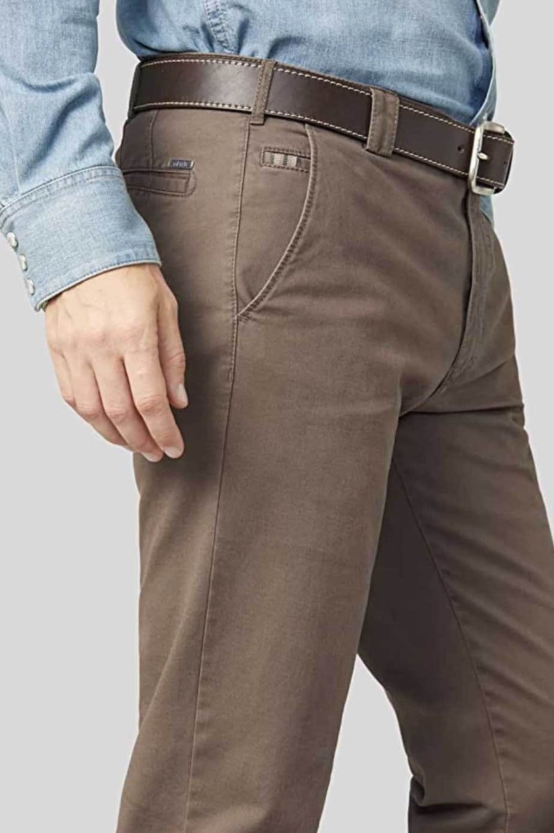 Meyer Chino Trousers Roma Cotton Stone Brown - Pants
