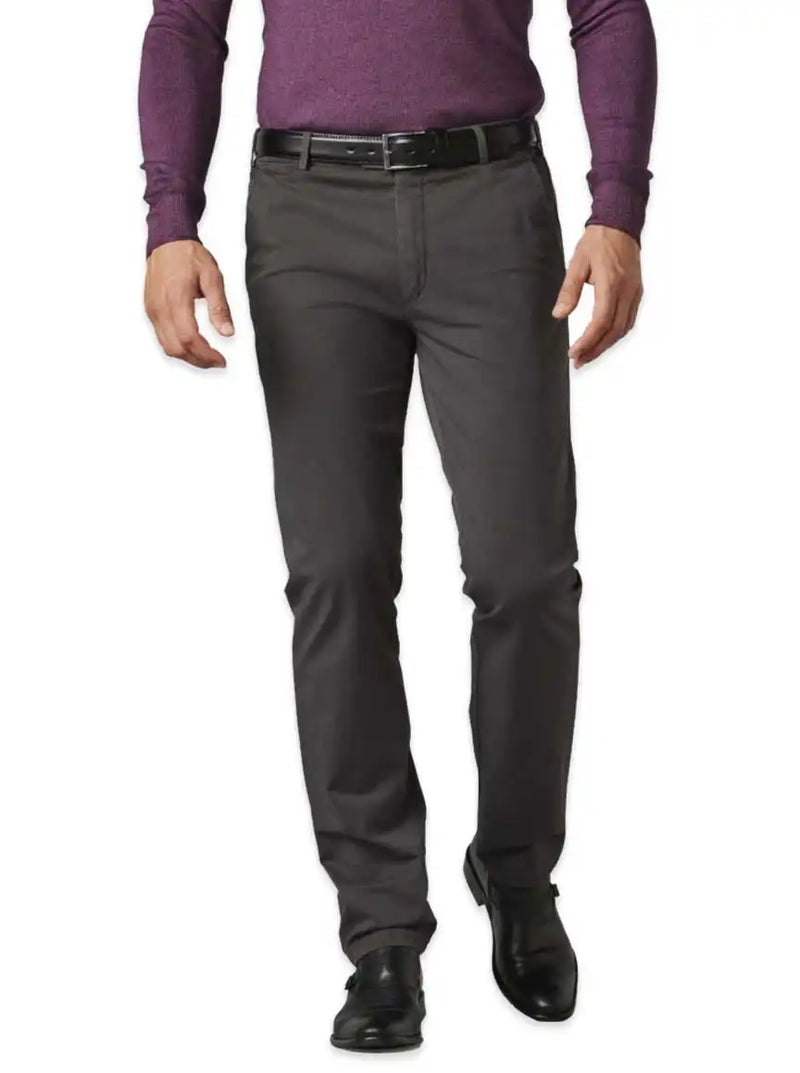Meyer Chino Trousers Roma Luxury Cotton Charcoal Grey - 