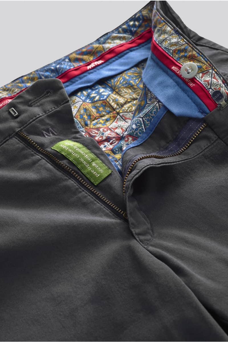 Meyer Chino Trousers Roma Luxury Cotton Charcoal Grey - 