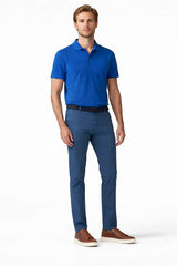 Meyer Mens New York Chino Trousers Straight Leg 1-5057 Blue Northern