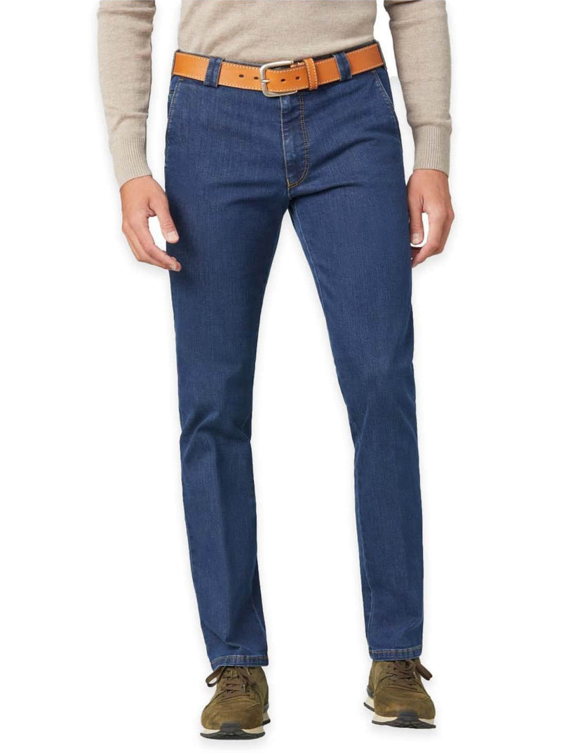 Meyer Roma T400 Core Spun Denim Straight Leg Jeans Blue 