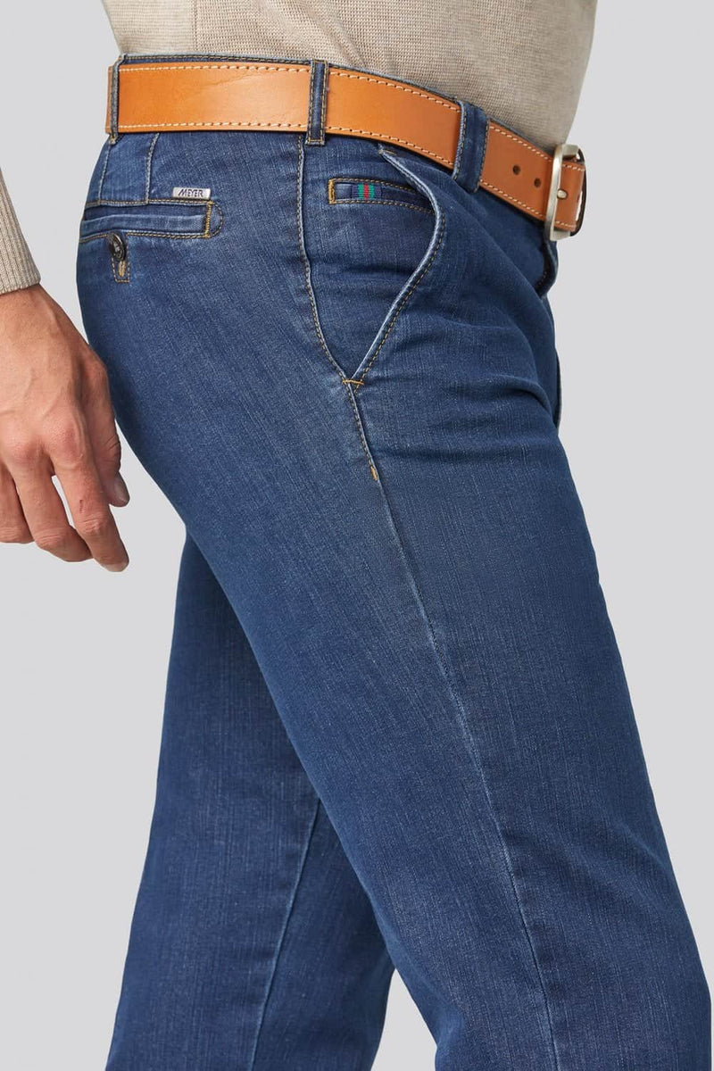 Meyer Roma T400 Core Spun Denim Straight Leg Jeans Blue 
