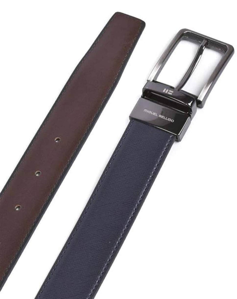 Miguel Bellido Mens Reversible Leather Belt Navy/Brown Northern