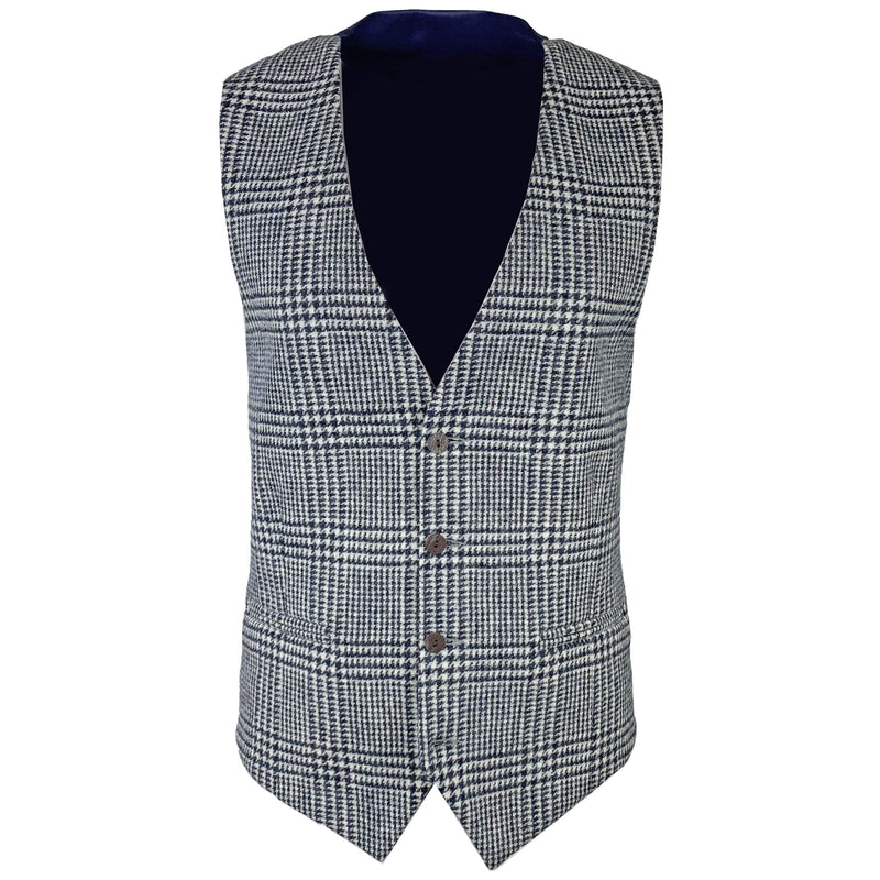 Navy Check Waistcoat