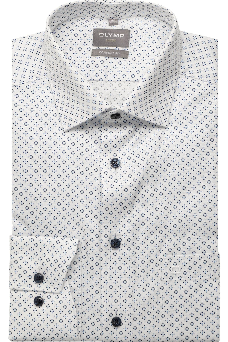 Olymp Comfort Fit Dress Shirt 1064/84/00 White Printed Northern