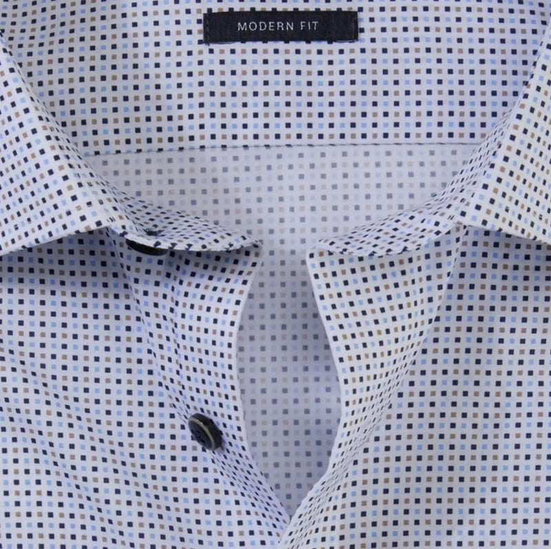 Olymp Men’s Dress Shirt Modern Fit 1320/34/22 White Dot Print