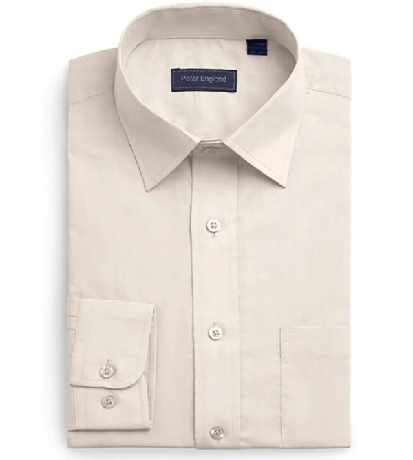 Peter England Long Sleeve Formal Shirt Regular Fit - Off White Ecru