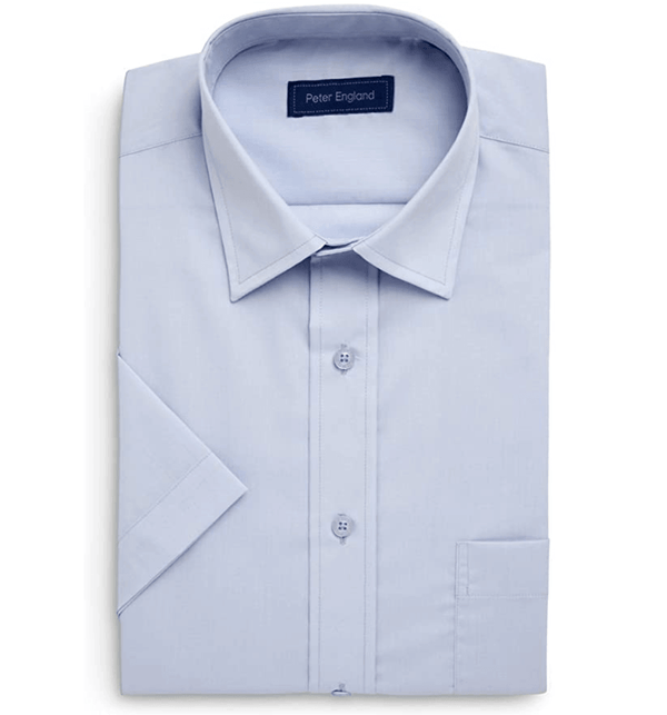 Peter England Short Sleeve Formal Shirt Regular Fit - Blue
