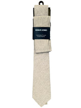 Remus Uomo Cotton Tie & Pocket Square Set Beige Northern Ireland