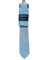 Remus Uomo Cotton Tie & Pocket Square Set Dark Blue Stripe Northern