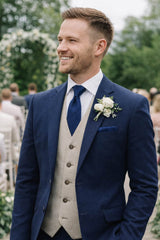 Remus Uomo Linen Tie & Pocket Square Set Navy Northern Ireland Belfast
