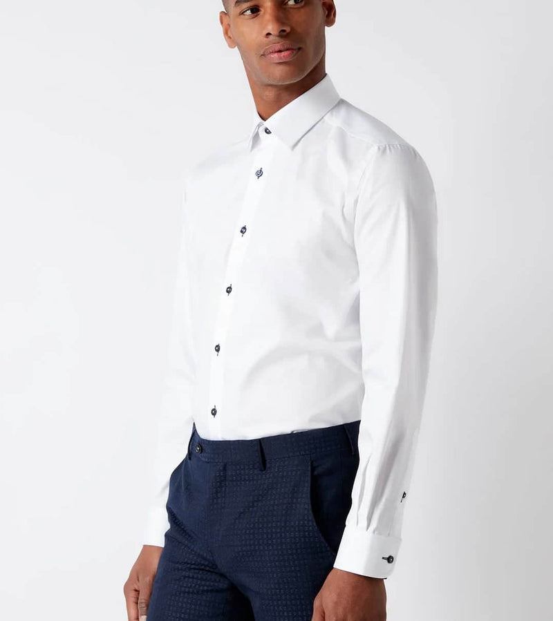 Remus Uomo Men’s 17036 Tapered Fit Long Sleeve Dress Shirt White