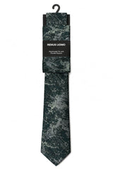 Remus Uomo Men’s Abstract Tie & Pocket Square Set Green Silver