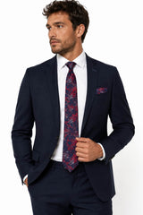 Remus Uomo Men’s Abstract Tie & Pocket Square Set Navy Red Northern