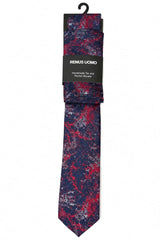 Remus Uomo Men’s Abstract Tie & Pocket Square Set Navy Red Northern