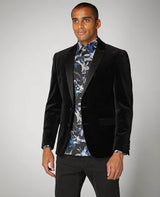 Remus Uomo Men’s Monti Slim Fit Velvet Tuxedo Jacket Black