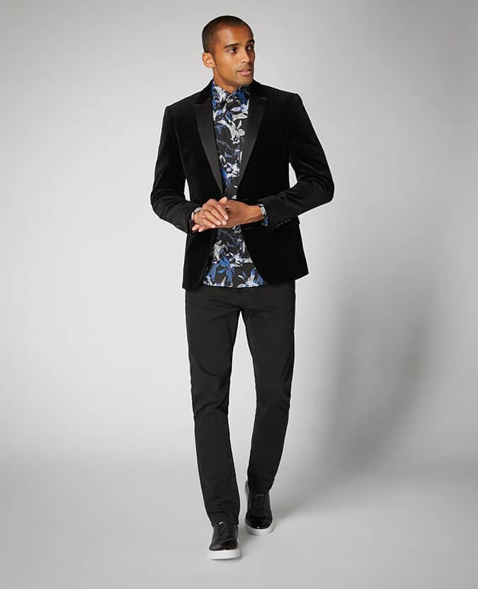 Remus Uomo Men’s Monti Slim Fit Velvet Tuxedo Jacket Black