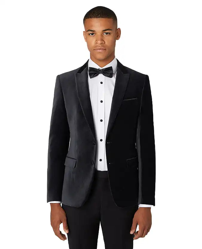 Remus Uomo Men’s Monti Slim Fit Velvet Tuxedo Jacket Black