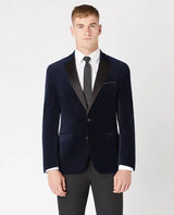 Remus Uomo Men’s Monti Slim Fit Velvet Tuxedo Jacket Navy Ballynahinch