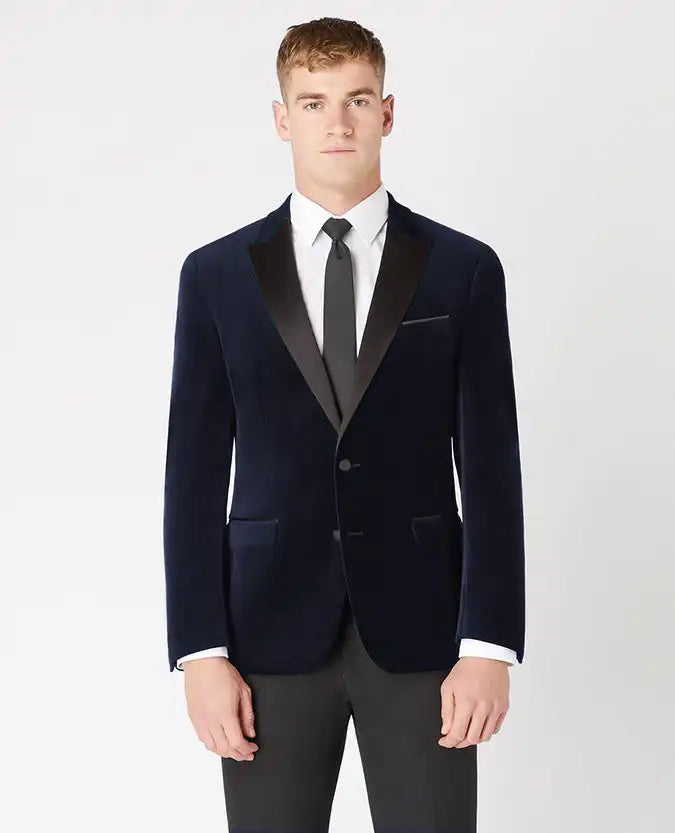 Remus Uomo Men’s Monti Slim Fit Velvet Tuxedo Jacket Navy Ballynahinch