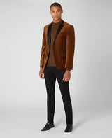 Remus Uomo Men’s Monti Slim Fit Velvet Tuxedo Jacket Tobacco