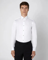 Remus Uomo Men’s Stud Button Shirt Tapered Fit White Ballynahinch