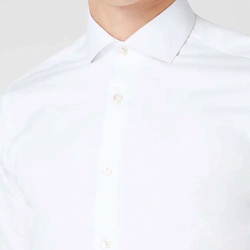 Remus Uomo Tapered Fit Cotton Stretch Shirt White - Shirts &