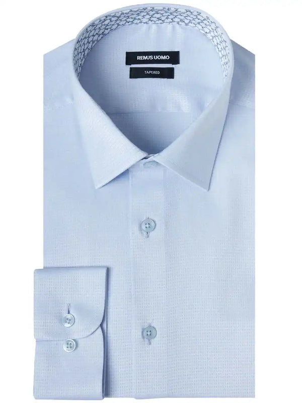 Remus Uomo Men’s Tapered Fit Cotton Stretch Shirt Light Blue