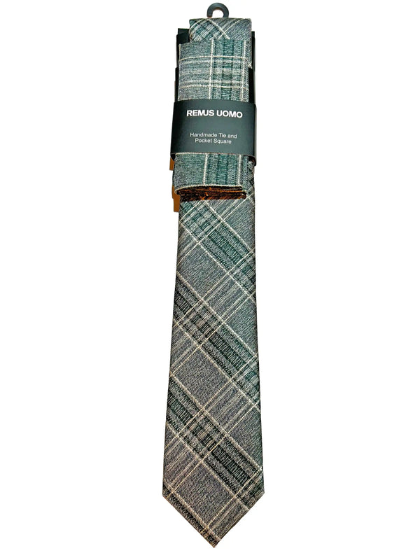 Remus Uomo Mens Tie & Pocket Square Set Green Northern Ireland Belfast