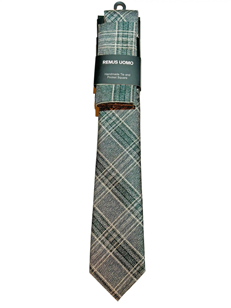 Remus Uomo Mens Tie & Pocket Square Set Green Northern Ireland Belfast