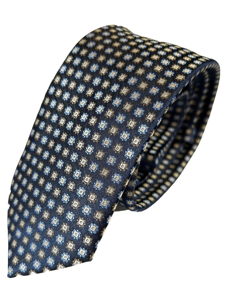 Remus Uomo Mens Tie & Pocket Square Set TP4822-78 Navy/Beige