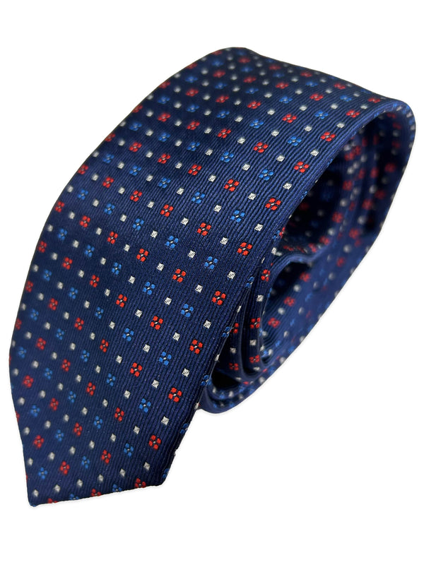 Remus Uomo Mens Tie & Pocket Square Set TP4856-78 Navy/Red Northern