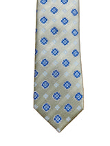 Remus Uomo Silk Tie & Pocket Square Set Light Green/Blue Northern