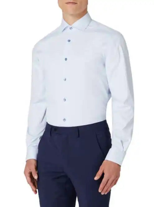 Remus Uomo Tapered Fit Cotton Stretch Shirt Sky Blue - 